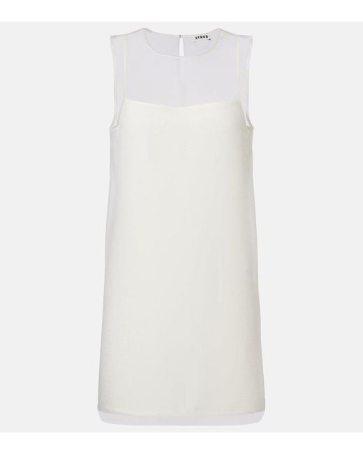 Staud White Brea Layered Shift Dress