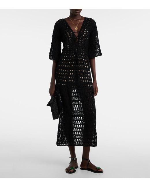 Anna Kosturova Black Marissa Cotton Crochet Maxi Dress