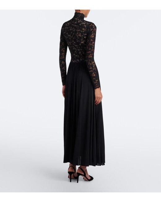 Zimmermann Black Lace And Jersey Maxi Dress