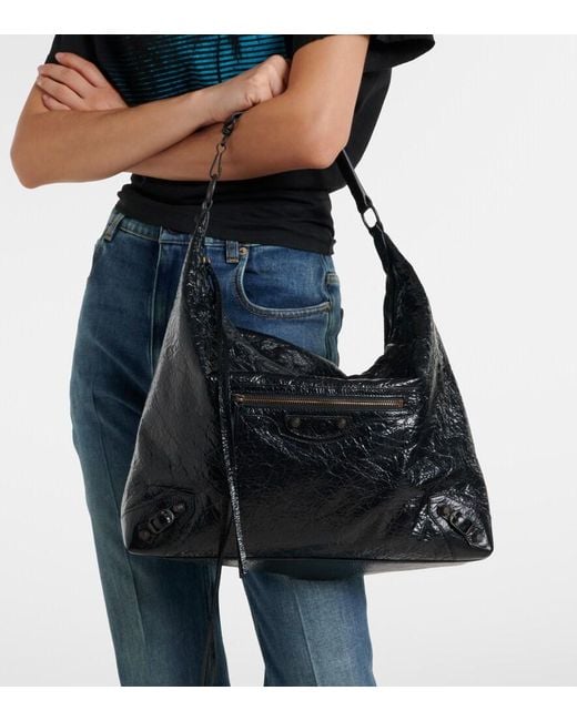 Balenciaga Black Le City Medium Leather Shoulder Bag