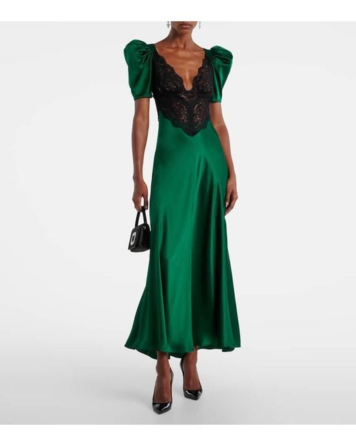 Rodarte Green Cocktailkleid Aus Seide Mit Spitze
