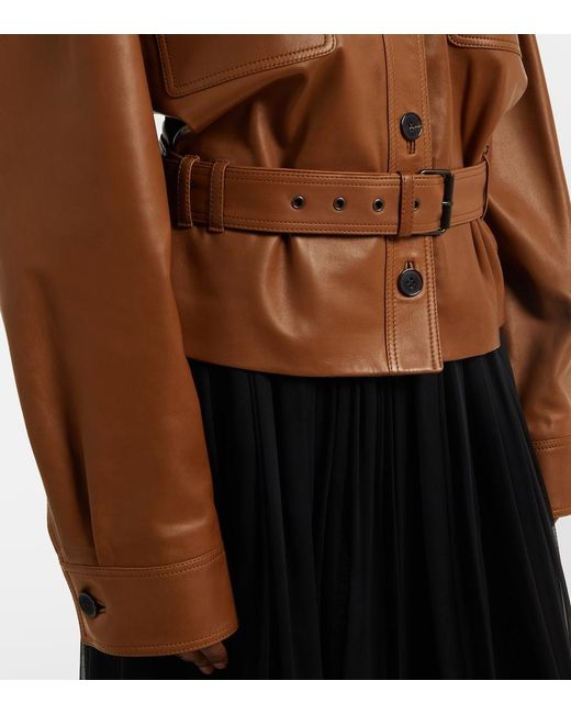 Saint Laurent Brown Saharienne Short Leather Jacket