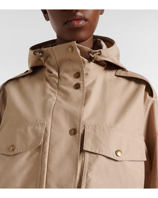 Moncler Natural Carex Cropped Hooded Cotton-Blend Poplin Jacket