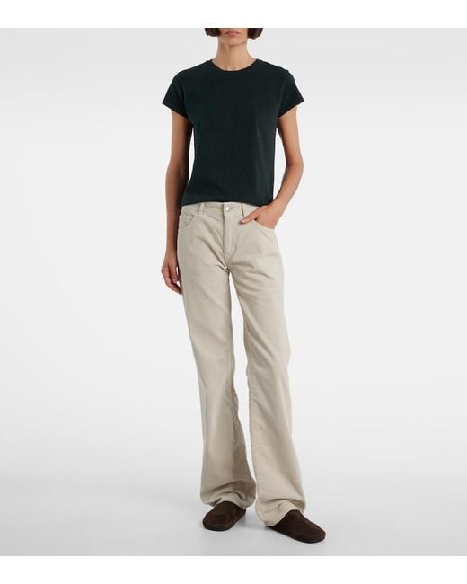 The Row White Carlyl Cotton Corduroy Straight Pants
