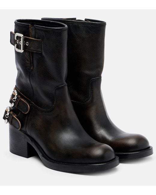 Chloé Black Dakota 60 Leather Biker Boots
