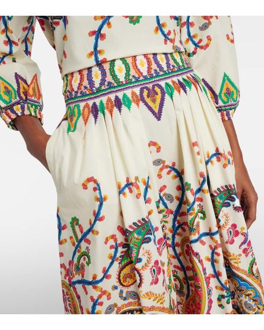 Etro White Cotton Voile Jacquard Midi Skirt