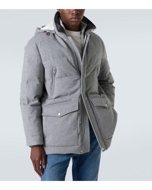 Brunello Cucinelli Wattierte Jacke Aus Wolle in Gray für Herren