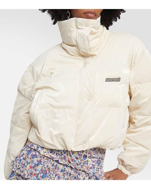 Isabel Marant White Logo-Patch Padded Puffer Jacket