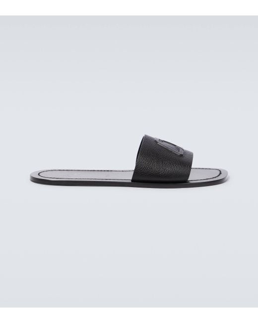 Christian Louboutin Black Variscool Leather Slippers for men