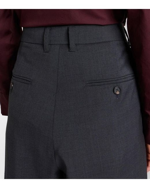 Max Mara Blue Wool Wide-Leg Pants