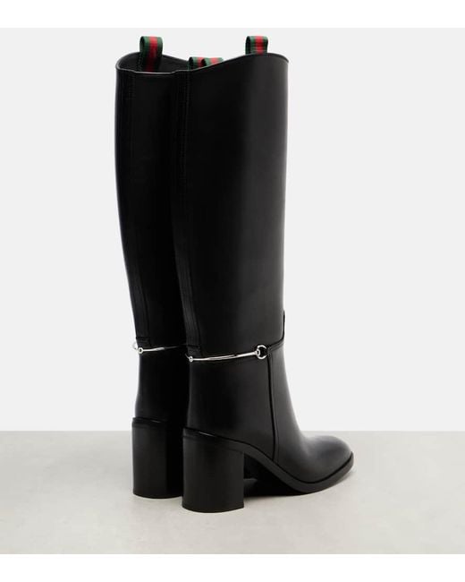 Botas Altas De Piel Con Horsebit Gucci de color Black