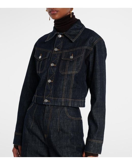 Victoria Beckham Blue Cropped Denim Jacket