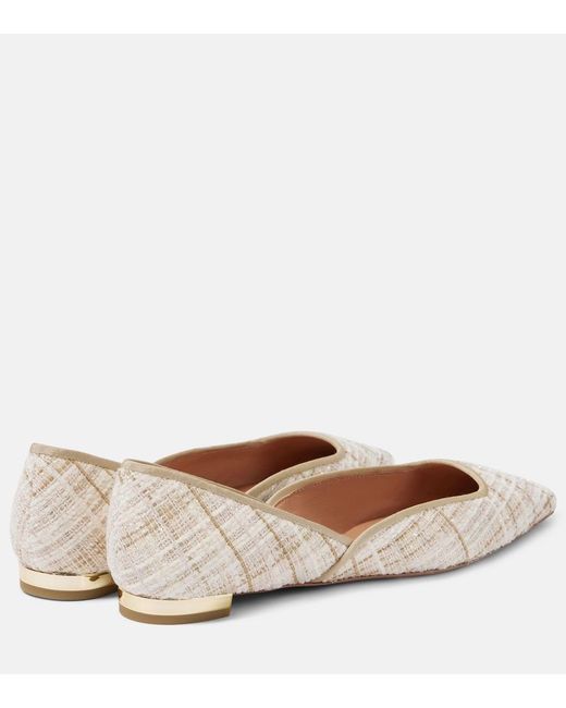 Aquazzura Natural Maia Tweed Ballet Flats
