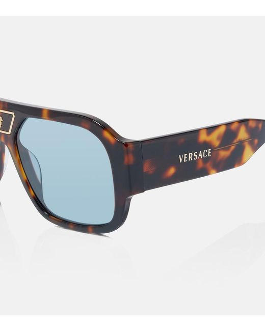 Versace Blue Rectangular Sunglasses