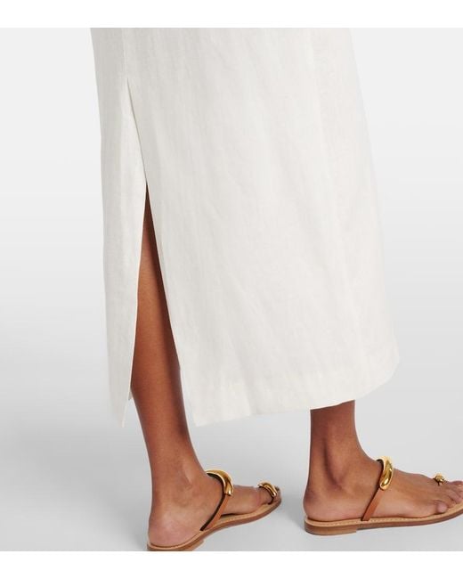 Faithfull The Brand White Gigi Linen Midi Dress