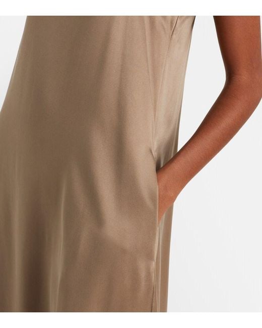 Asceno Brown Melfi Silk Twill Maxi Dress