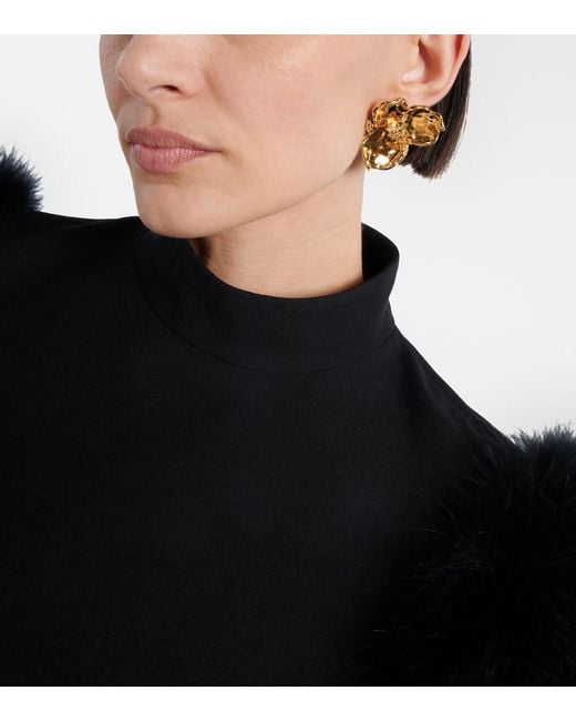 Oscar de la Renta Metallic Blossom Crystal-Embellished Earrings