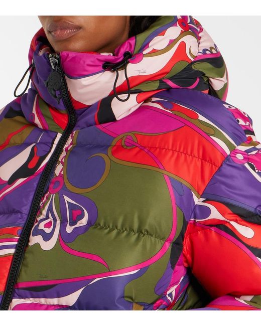 Emilio Pucci Red 'Orchidee' Down Jacket