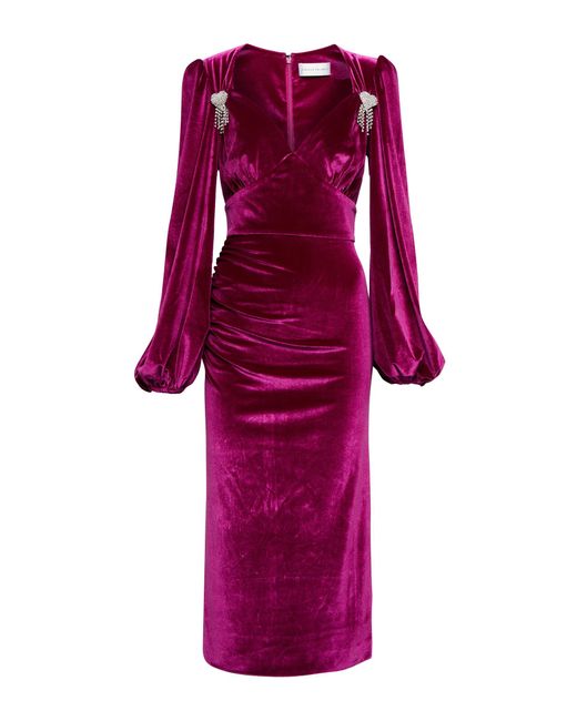 Rebecca Vallance Purple Aubrey Velvet Midi Dress