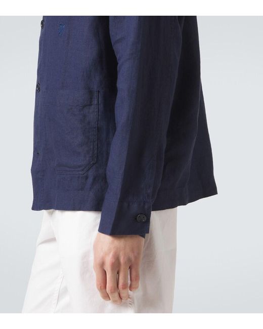 Vilebrequin Blue Linen Overshirt for men