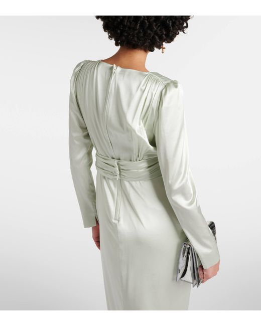 Robe longue en soie melangee Dolce & Gabbana en coloris Green