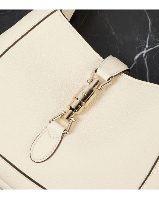Gucci Natural Jackie 1961 Kleine Schultertasche Aus Strukturiertem Leder
