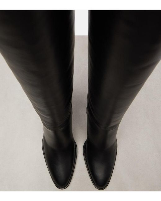 Saint Laurent Black Julia 85 Leather Over-The-Knee Boots