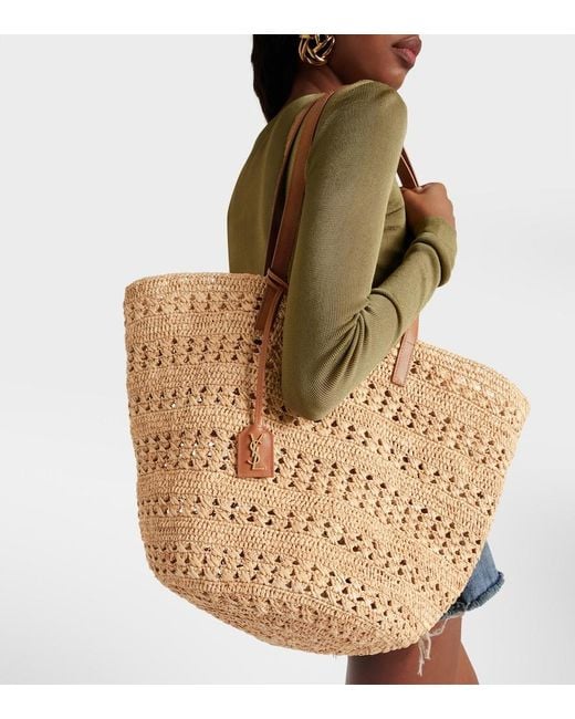 Saint Laurent Natural Panier Medium Raffia Basket Bag