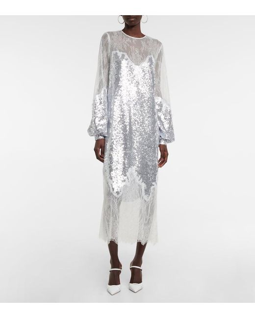 【Costarellos】 Valenciaクリスタル-embellishedクレープミニド Costarellos Zahara Sequined And Lace Gown in White | Lyst