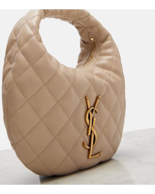 Saint Laurent Natural Icarino Baby Quilted Leather Top-Handle Bag