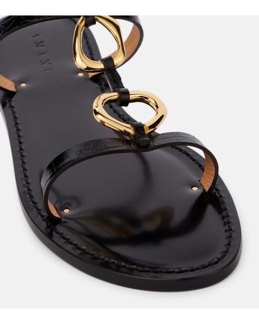 Amanu Black Bazaruto Embellished Leather Sandals