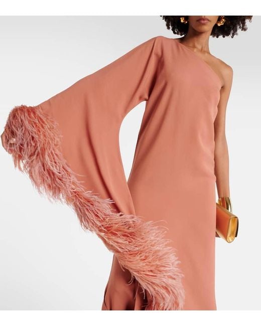 ‎Taller Marmo Orange Ubud Extravaganza Feather-Trimmed Gown