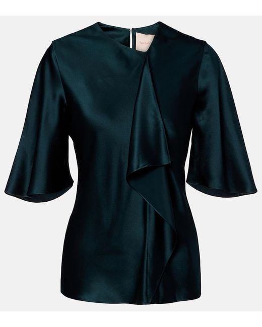 Roksanda Blue Naiara Draped Silk Satin Top