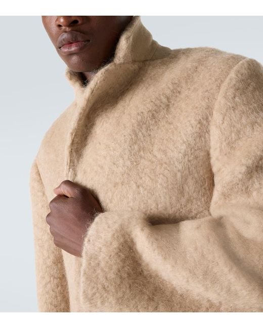 Dries Van Noten Natural Mohair And Wool Coat for men