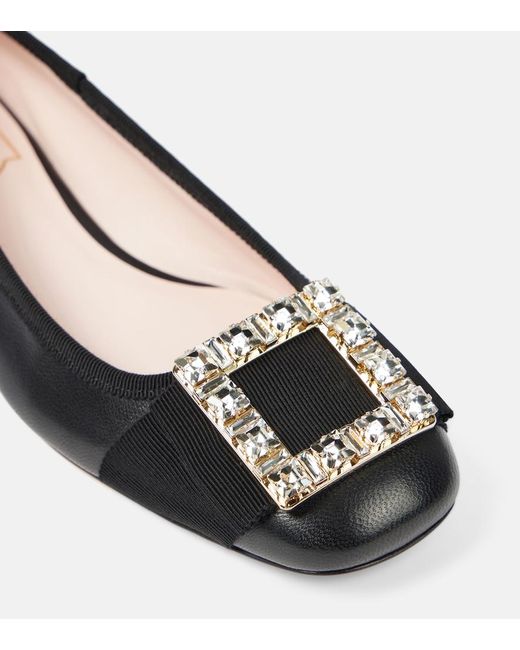 Roger Vivier Black Tres Vivier Embellished Leather Ballet Flats