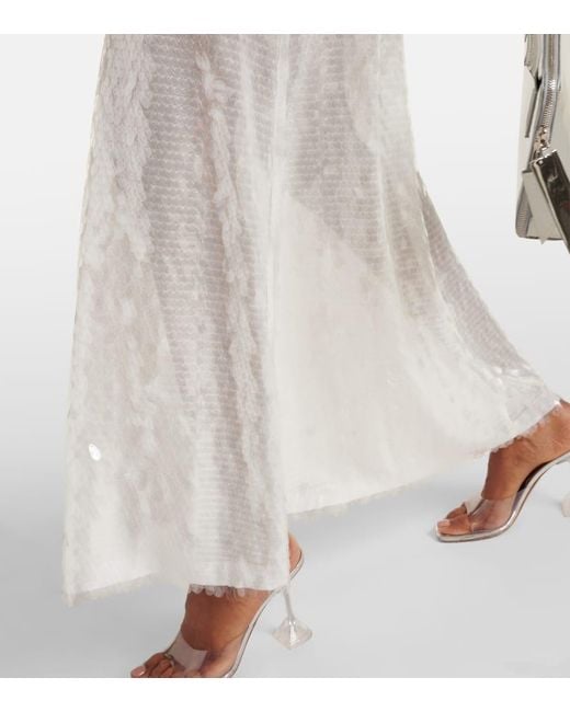 【Norma Kamali】ラメ maxiドレス Norma Kamali Sequined Maxi Dress in White | Lyst