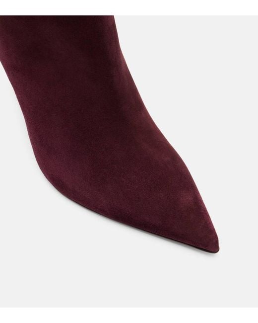 Christian Louboutin Red Vibella Booty 85 Suede Ankle Boots