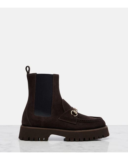 Gucci Black Sylke Suede Ankle Boots