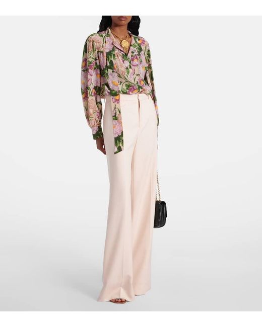 Chloé Multicolor Bluse Aus Seiden-Voile Mit Blumenprint Und Schluppe