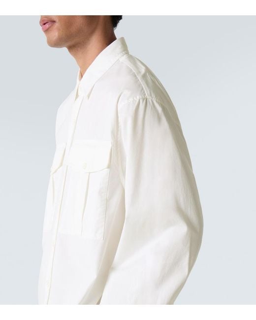 Dries Van Noten White Oversized Cotton Twill Shirt for men