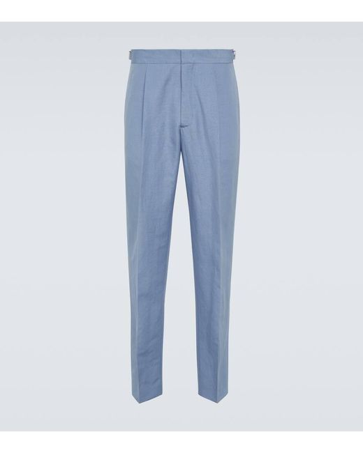Orlebar Brown Blue Carsyn Linen And Cotton Slim Pants for men