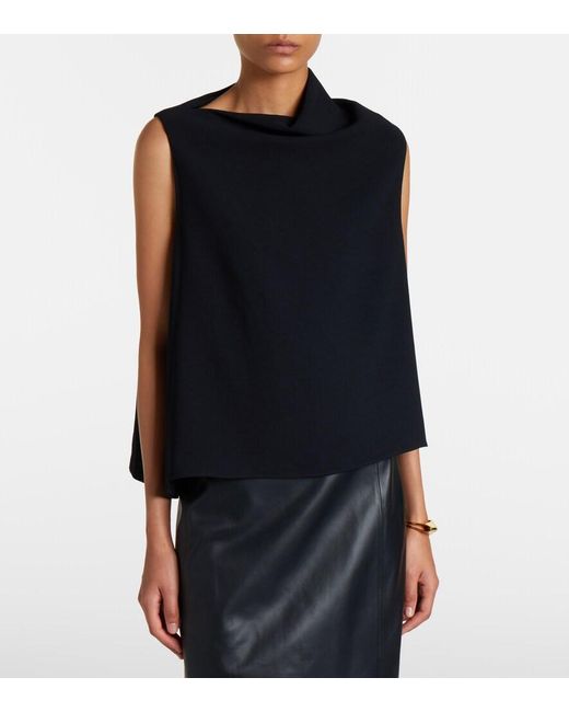 Vince Black Draped Asymmetric Crepe Top