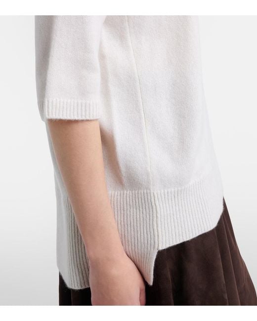 Lisa Yang White Camille Cashmere Top