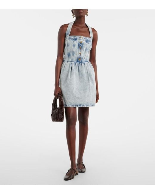 Patou Blue Halterneck Denim Minidress