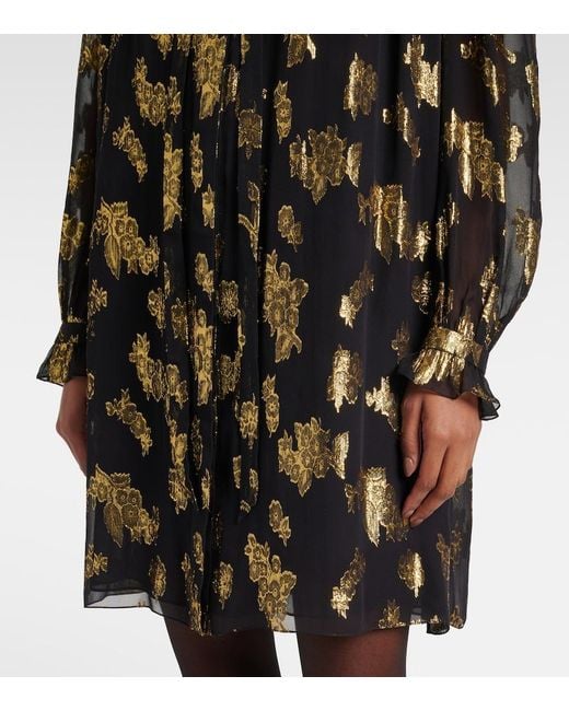 Chloé Black Ruffled Silk-Blend Minidress