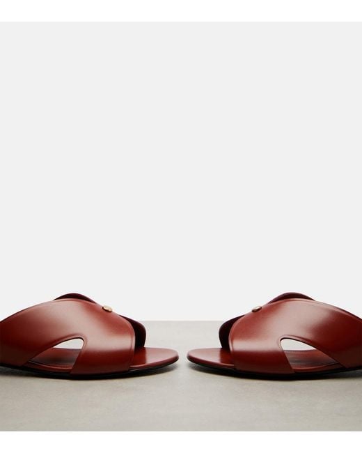 Loro Piana Brown Vera Leather Slides