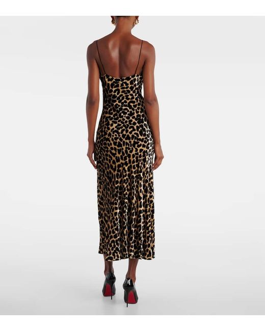 Balmain Natural Leopard-Print Velvet Midi Dress