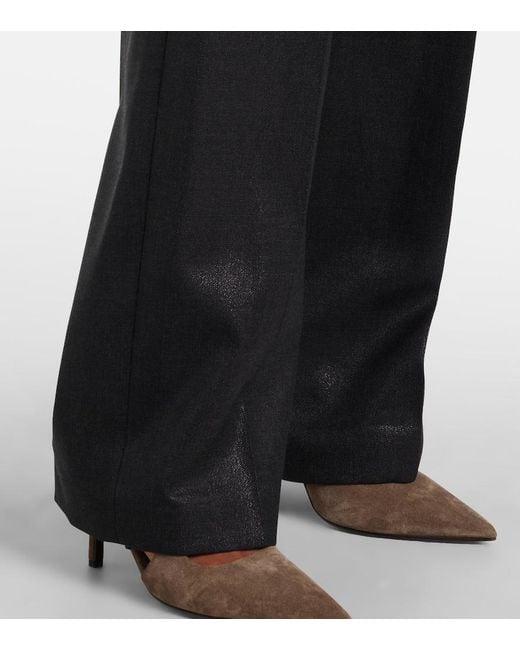 Brunello Cucinelli Gray Wool-Blend Wide-Leg Pants