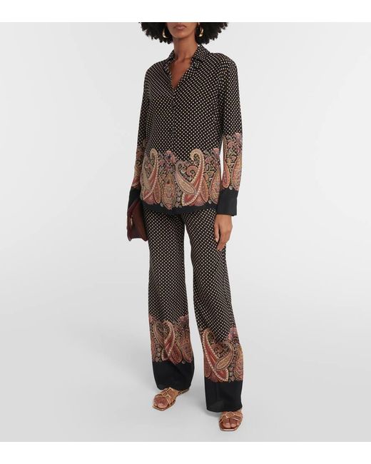 Etro Black Polka-dot Paisley Silk Shirt