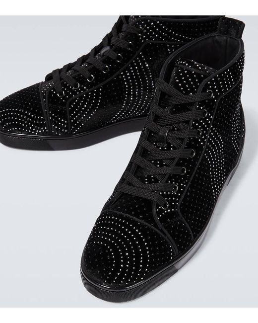 Christian Louboutin Black Louis Suede Embellished Sneakers for men